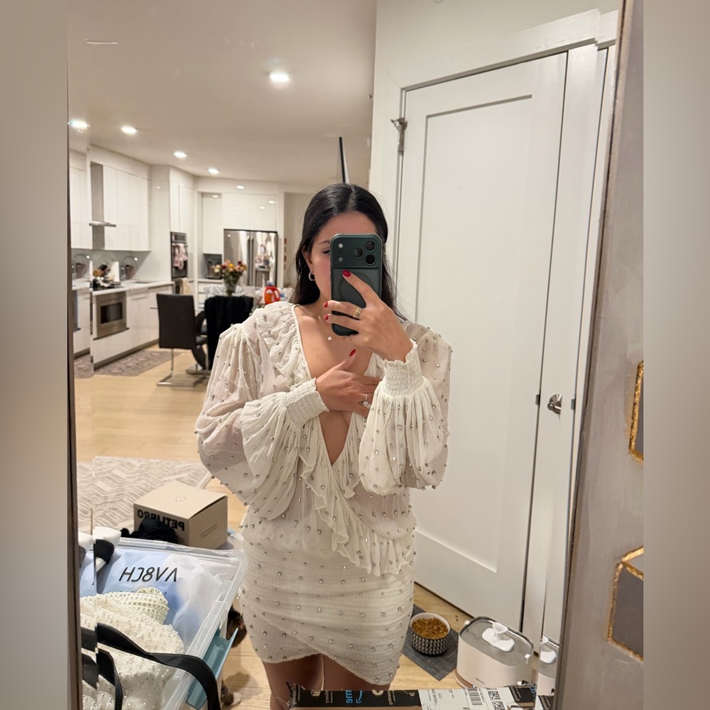 Retrofete White Embellished Ruffle Blouse - Picture 3 of 4
